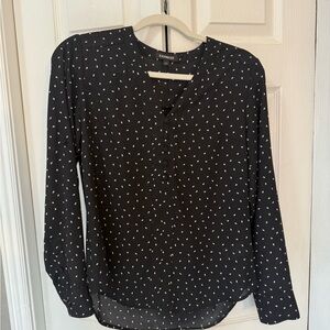 Express Black Long Sleeve Buttoned Blouse